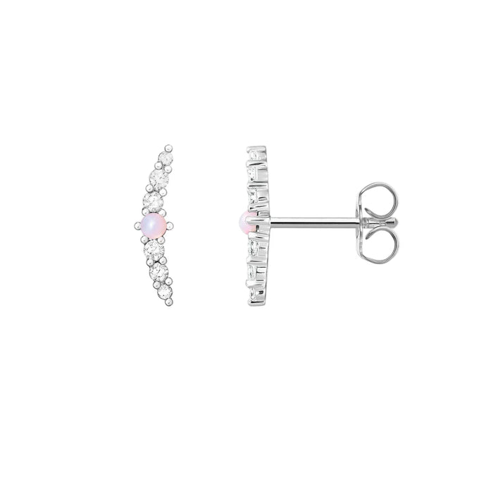 925 Sterling Silver Vintage Pink Stone Stud Earrings