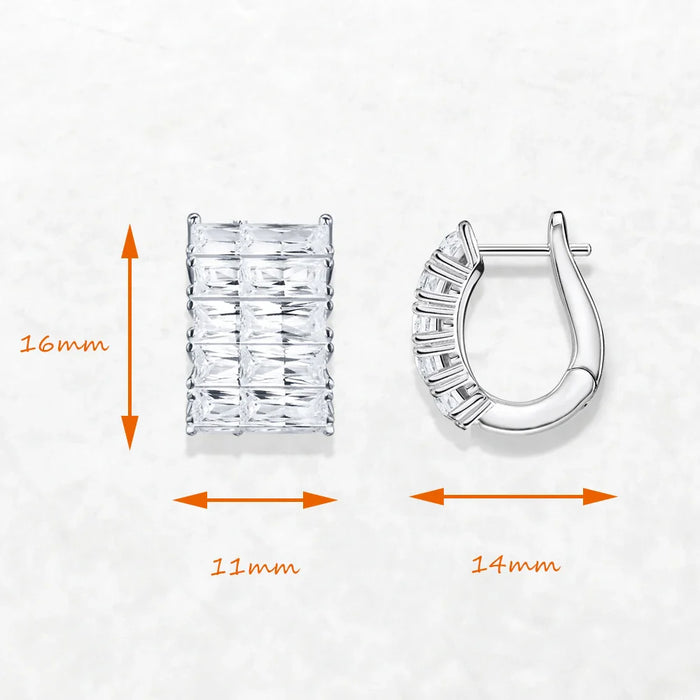 925 Sterling Silver Stylish White Zircon Hoop Earrings Glam For Women