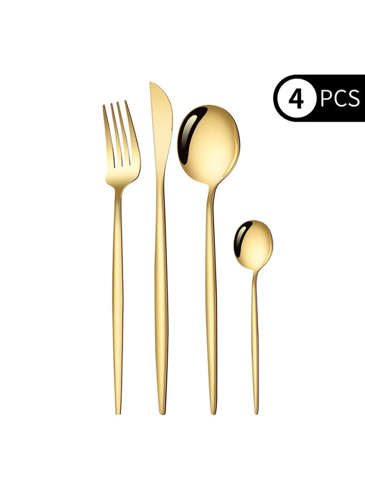 4 Piece Black Gold Stainless Steel Cutlery Set