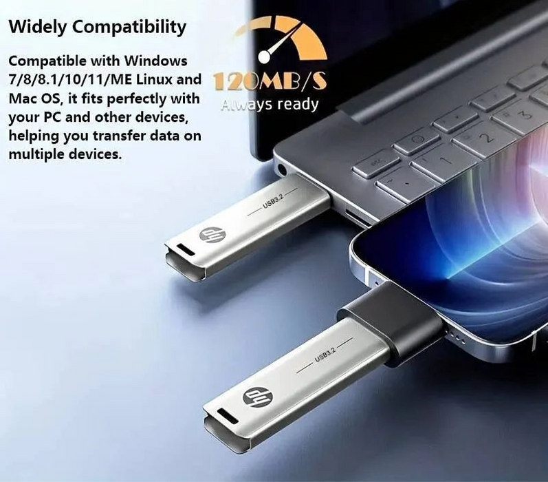 HP High Speed USB Flash Drive 128gb 256gb 32gb 64gb Metal Pen Drive Car Music