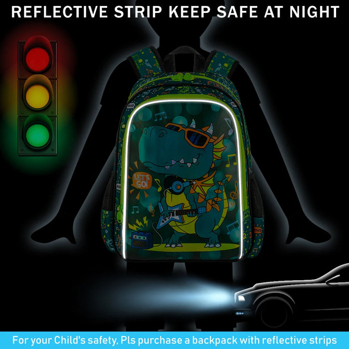 16 Inch Dino Backpack Set For Boys School Ready