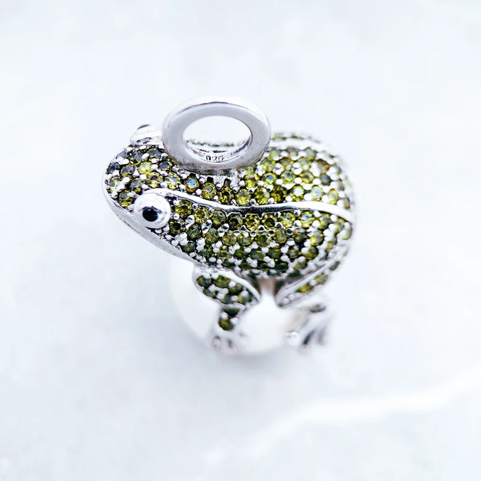 925 Sterling Silver Green Frog & Pearl Pendant Fashion Jewelry Gift
