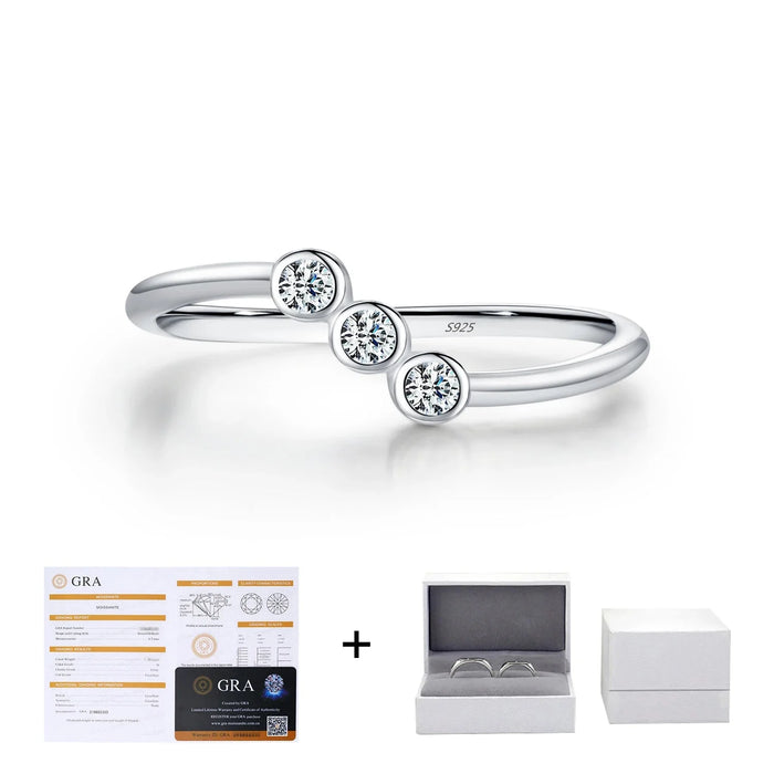 925 Sterling Silver Irregular Line Moissanite Ring For Women