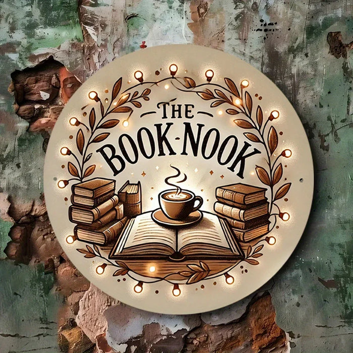 Waterproof 1Pc Book Nook Themed Aluminum Wall Art 8X8 Inch Inches