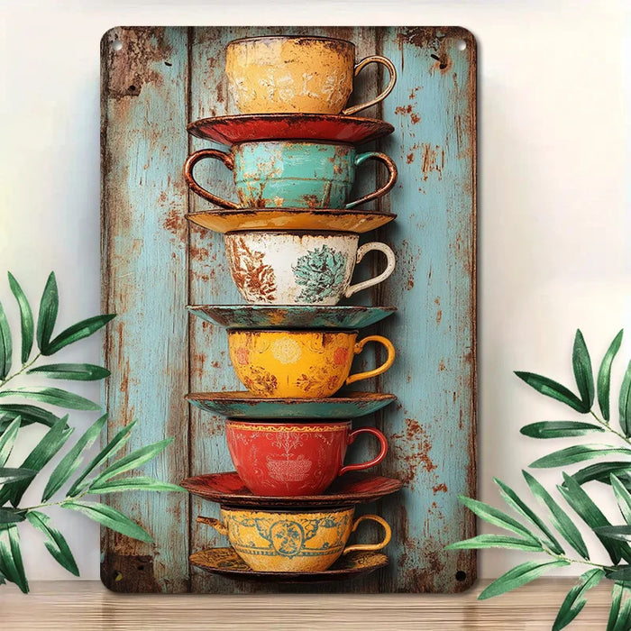 Retro Metal Coffee Cup Sign Multi-Purpose Wall Decor
