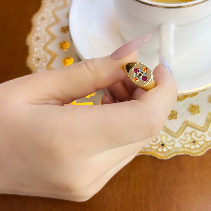 925 Sterling Silver Boho Nature Ring With Colourful Stones For Women