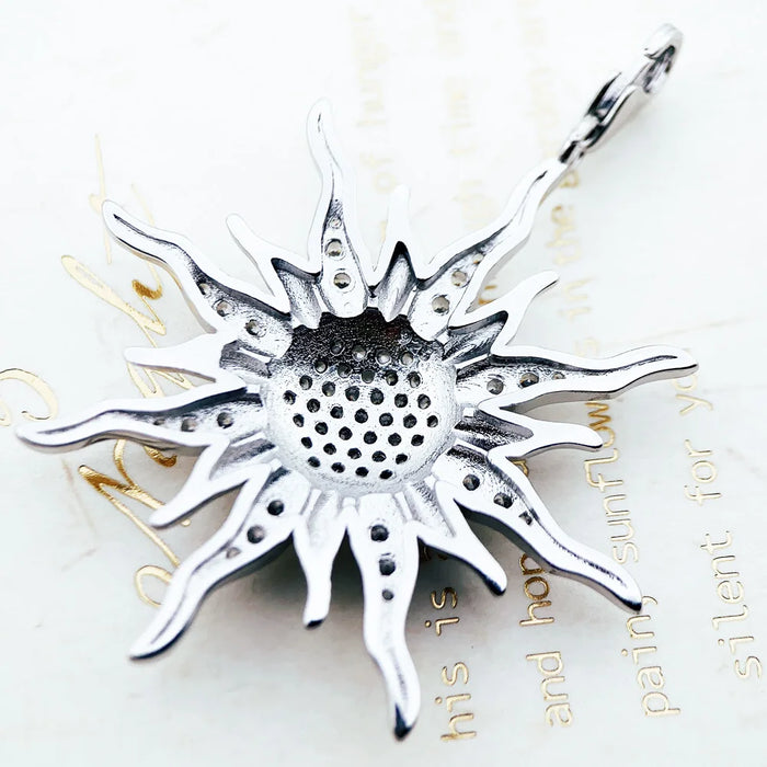 925 Sterling Silver Sun Pendant With White Cz Fashion Jewelry For Men & Women European Charm Accessory Gift