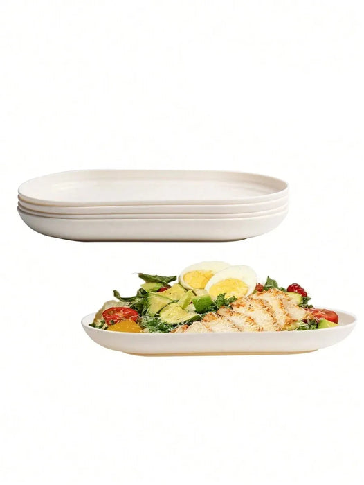 4 / 8 / 12 Piece Reusable Beige Plastic Dinner Plates Perfect For Family Gatherings Parties And Picnics