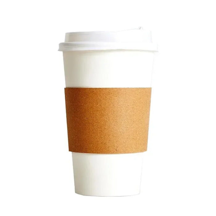 50 Pack 16Oz Disposable Coffee Cup Set With Lid And Sleeve Thick