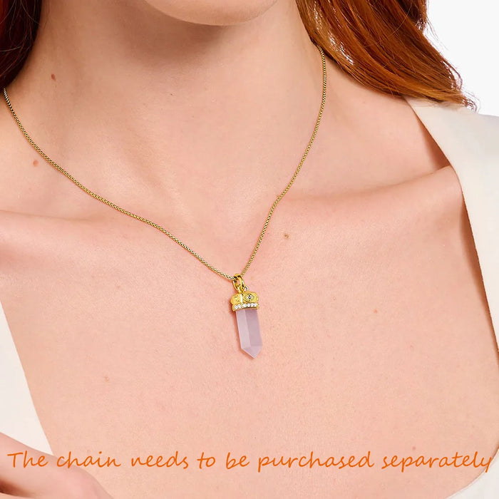 925 Sterling Silver Rose Quartz Hexagonal Pendant & Gold Plated Romantic Gift For Her