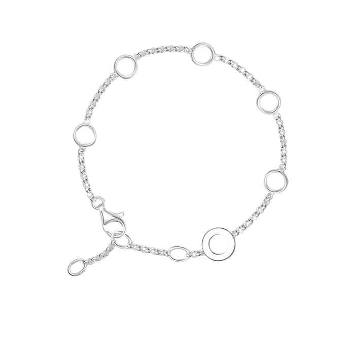 925 Sterling Silver Basic Charm Bracelet With Round Eyelets European Style For Women