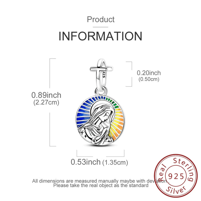 925 Sterling Silver Virgin Mary Pendant Fits Bracelet Diy Gift