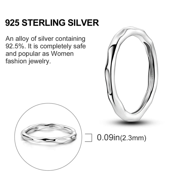 925 Sterling Silver Liquid Metal Ring Luxury Zircon Design For Women Wedding Jewelry