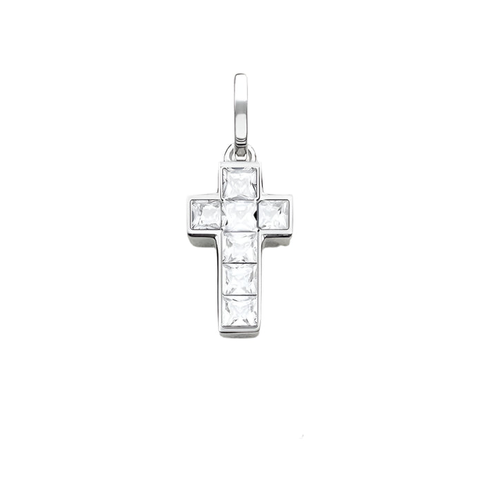 925 Sterling Silver White Cross Pendant Trendy Accessory For Women
