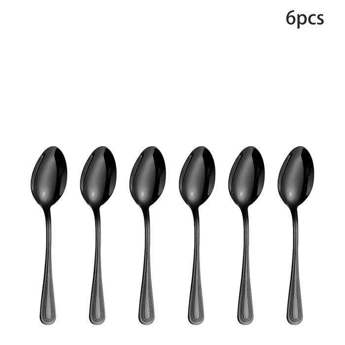 4 / 6 / 16 / 24 Piece Stainless Steel Black Tableware Set