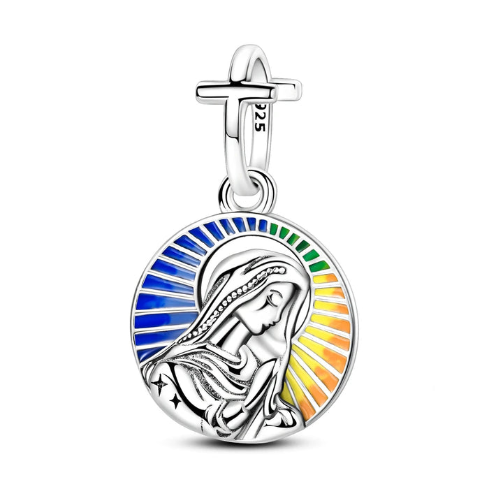 925 Sterling Silver Virgin Mary Pendant Fits Bracelet Diy Gift