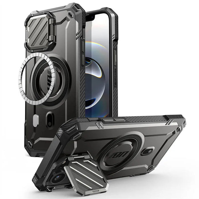 For Iphone 16E / 15 / 14 / 13 6.1 Inch Ub Mag Xt Heavy Duty Magnetic Phone Case With Camera Protector & Built-In Kickstand