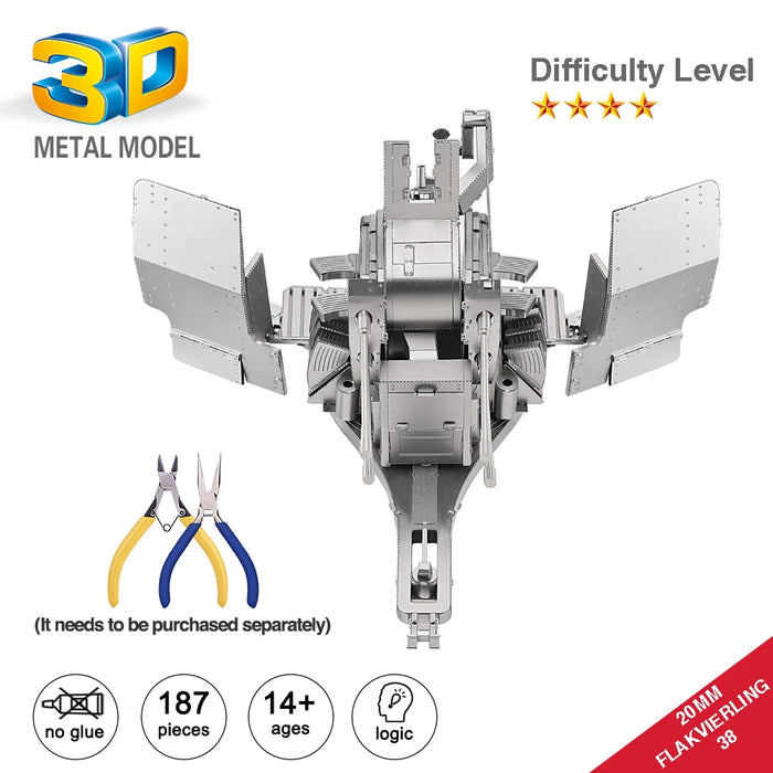 20Mm Flakvierling 38 Metal Puzzle Kit For Adults