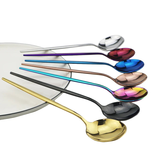 6 Piece Stainless Steel Mini Stirring Spoons For Coffee Tea Sauce Salt Sugar Black / Gold