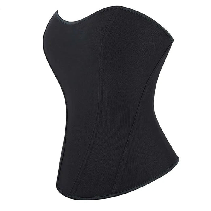 Adjustable Fish Bone Support Corset Top Black Mesh Fabric Back Zip Hollow Out Design