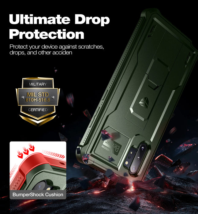 For Samsung Galaxy Note 10+Plus Heavy Military Grade Bumper Shockproof Protective Holder Case With Built In Screen Protector