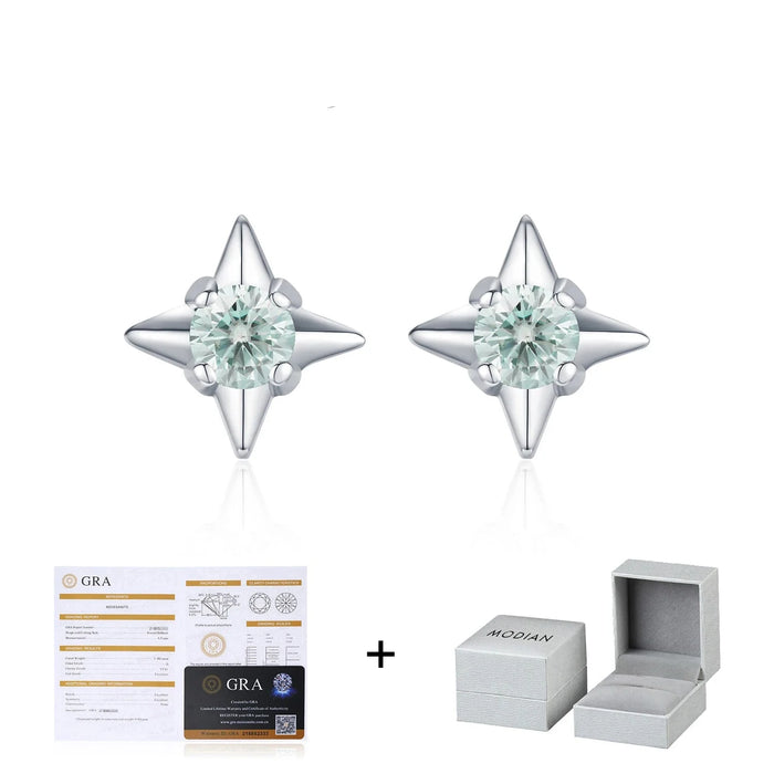 925 Sterling Silver D Colour Moissanite Stud Earrings In