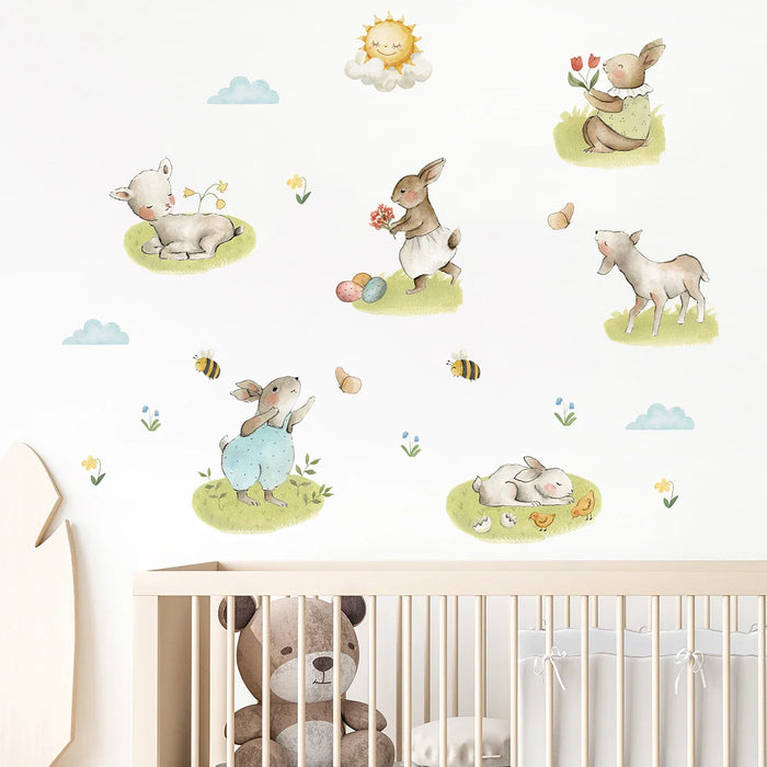 Adorable Rabbit Wall Decals For Kids Room Decor