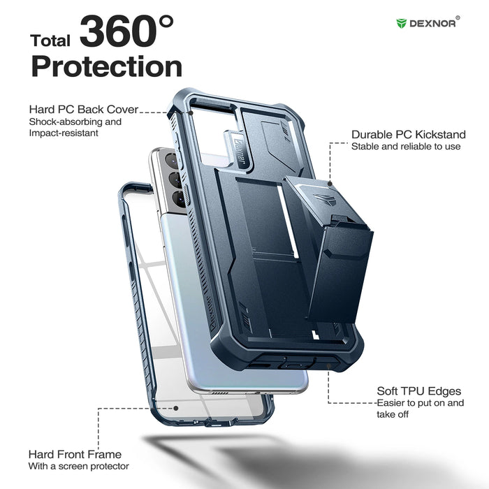 For Samsung S21 Plus 5G 6.7 Heavy Duty Military Grade Protection Case Built In Screen Protector & Kickstand