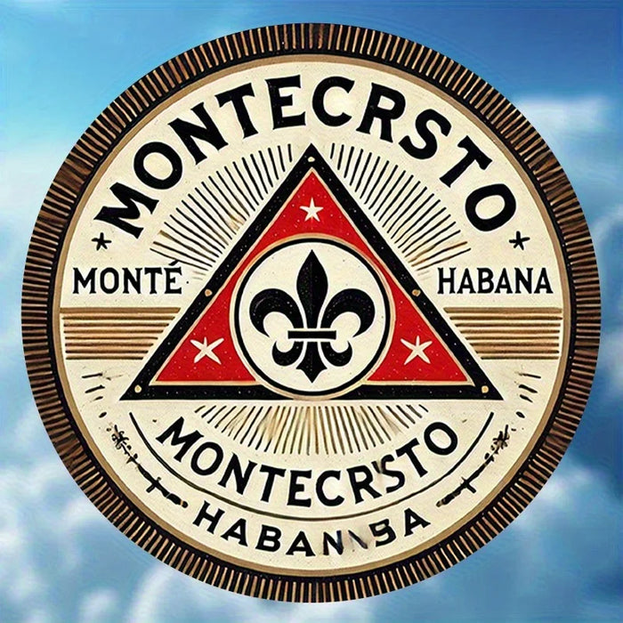 Vintage 8 Montecristo Cigar Metal Sign Red / Black Triangle Design