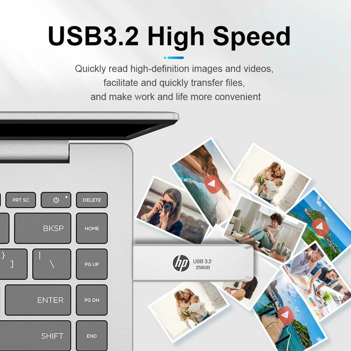 HP 64gb / 128gb / 256gb USB Flash Drive Push / Pull Design Metal Pendrive For Desktops / Laptops / Macbooks