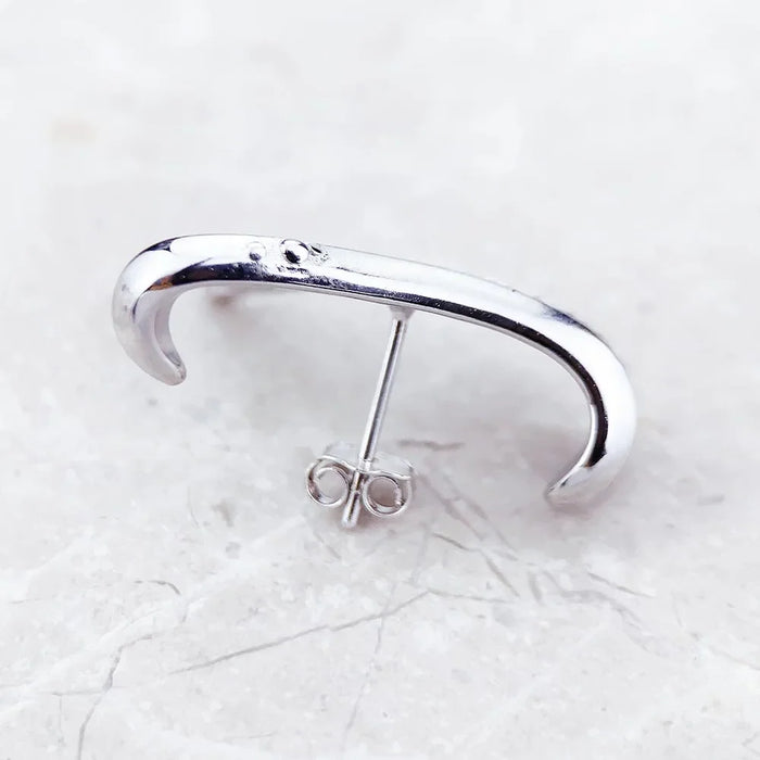 925 Sterling Silver 3D Wave Ear Studs With Stones