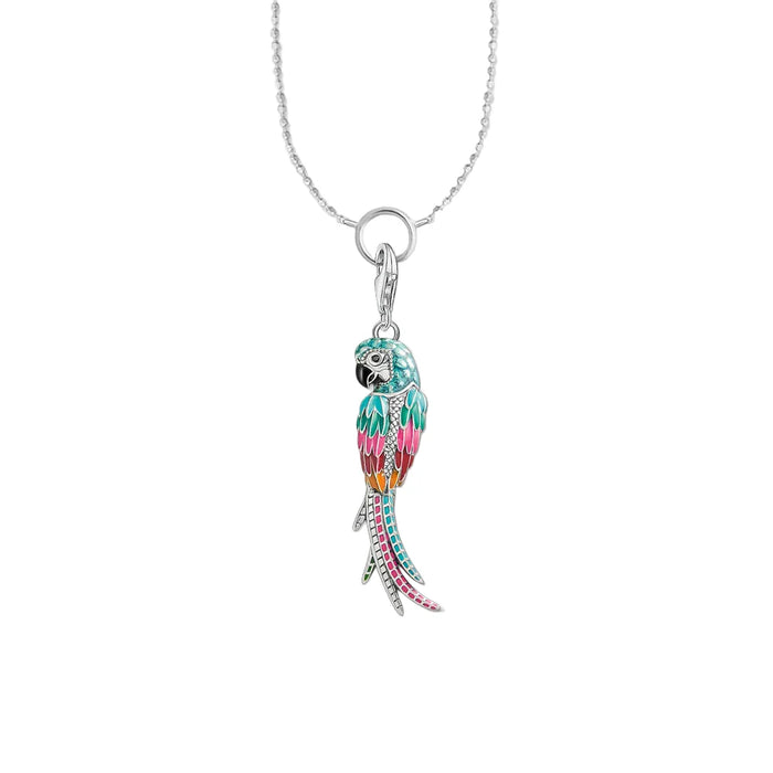 925 Sterling Silver Parrot Charm Necklace Link Chain Fashion Jewelry For Women