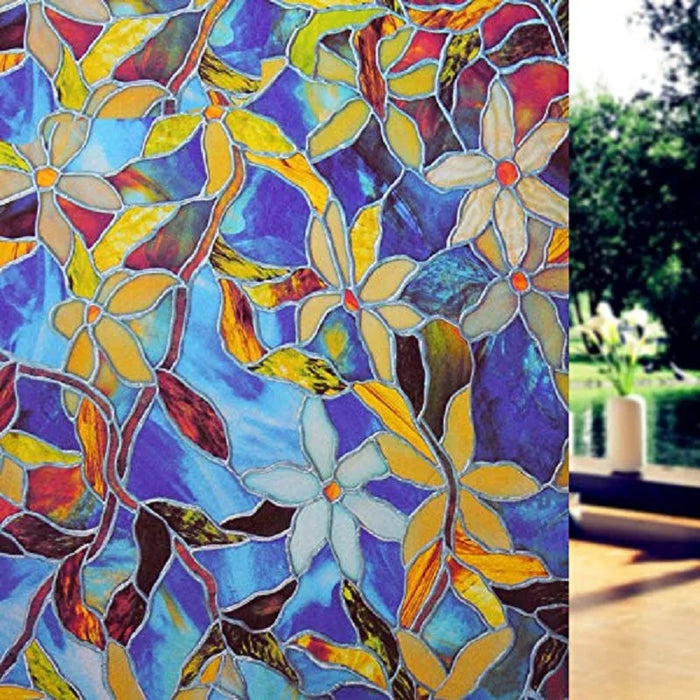Flower Pattern Frosted Window Film - Heat Control & Privacy Protection