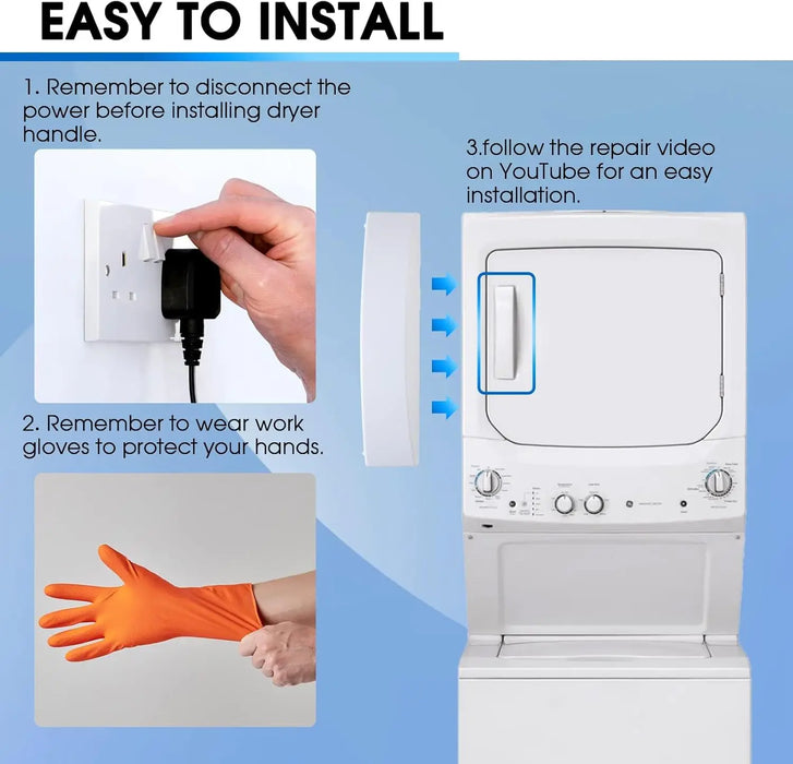 We01X30378 Dryer Door Handle Compatible With Ge & Kenmore Dryers We01X25878 We1M1068 Ps12743305 Ap6983534 Ps11772025