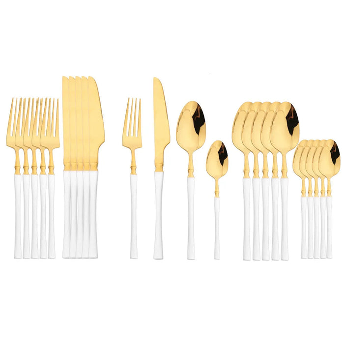 24 Piece Stainless Steel Silverware Set For Kitchen Dining