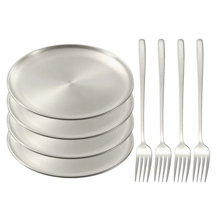 8 Piece Korean Style Stainless Steel Dining Set