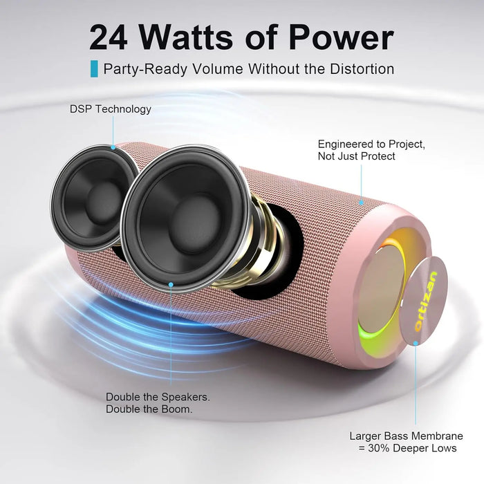 Waterproof Bluetooth Speaker 24W Sound Colourful Lights