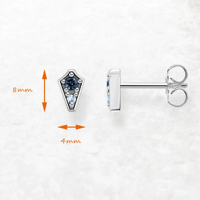 925 Sterling Silver Blue Stone Ear Studs Winter Boho Gift