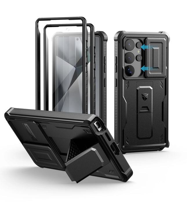 For Samsung Galaxy S25 / S25 Plus / S25 Ultra 2025 Full Body Shockproof Camera Case & Built-In Screen Protector Kickstand