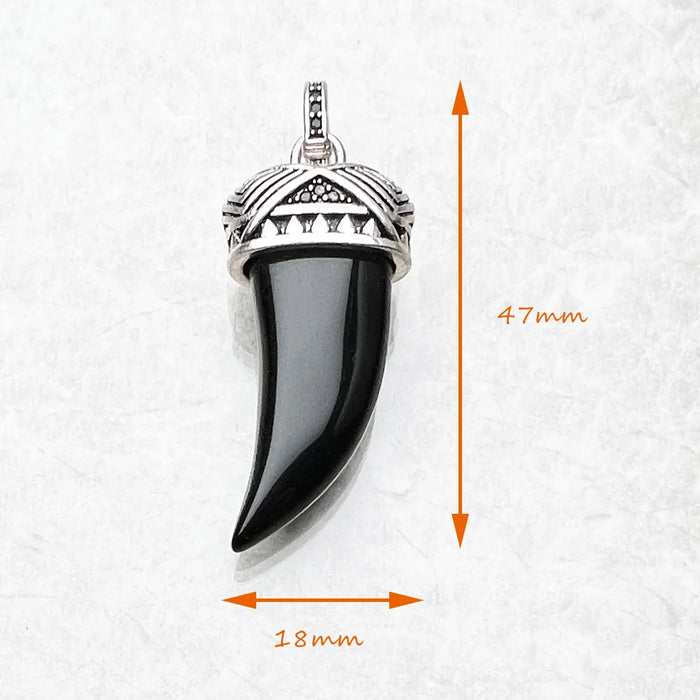 925 Sterling Silver Maori Ethnic Tiger Tooth Pendant Fashion Jewelry For Men & Women