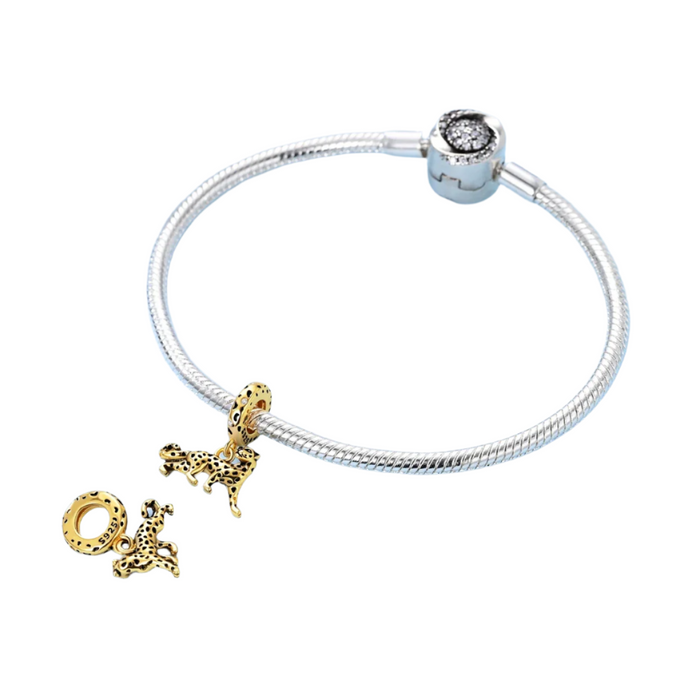 925 Sterling Silver Leopard Pendant Fits Bracelets & Necklaces Diy Gift