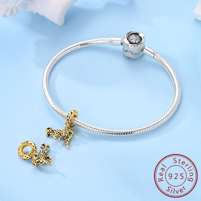 925 Sterling Silver Leopard Pendant Fits Bracelets & Necklaces Diy Gift