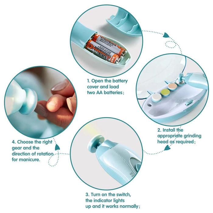 Electric Baby Nail Clipper With Led Light And 4 Speed Adjustment