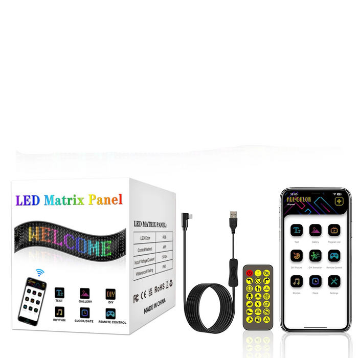 Rgb Led Car Display Remote Control Flexible Graffiti Pattern 5V