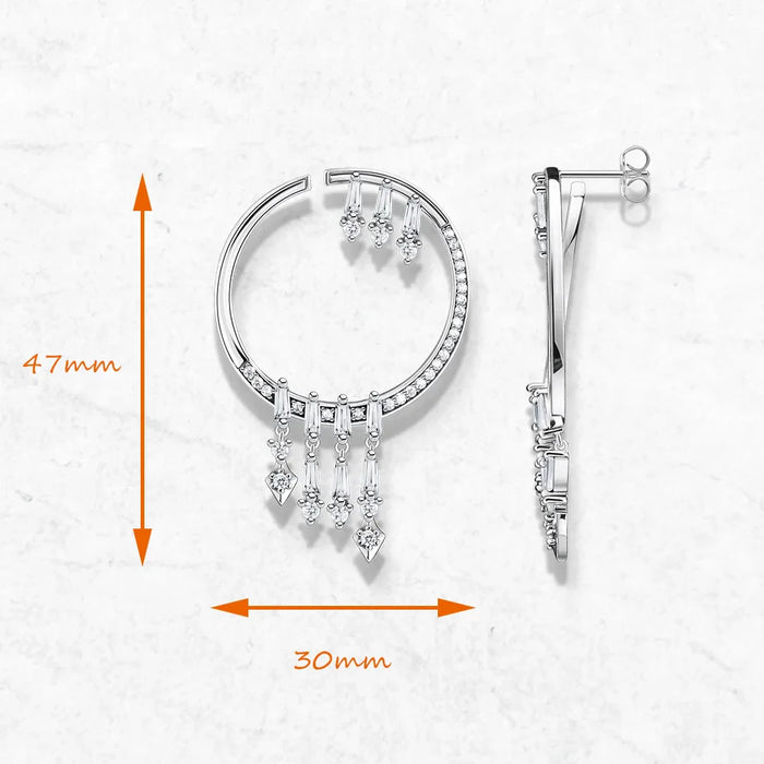 925 Sterling Silver Sun Hoop Earrings For Women & Glamorous