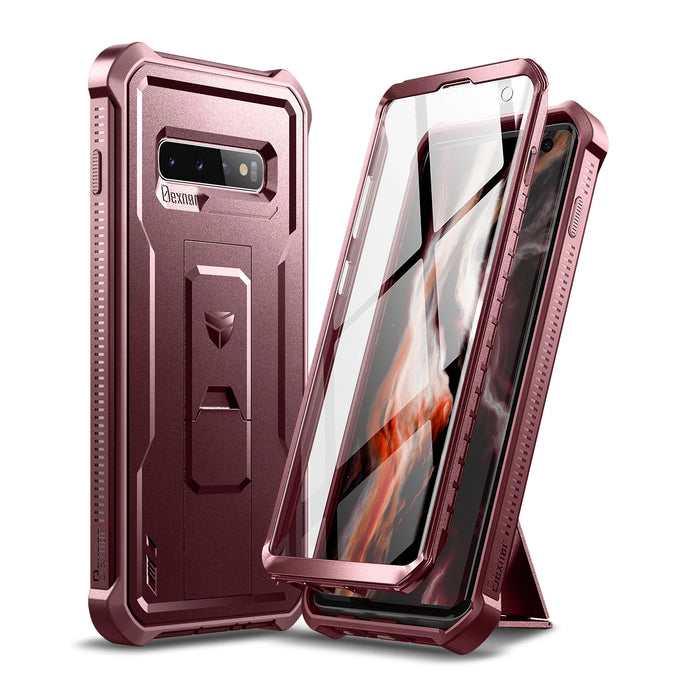 For Samsung Galaxy S10 Case Full Body Bumper Military Grade Armor Shockproof Kickstand Shell Case With Built In Screen Protector