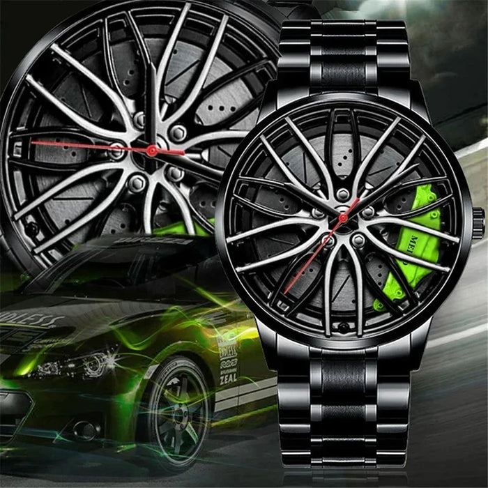Stainless Steel Car Wheel Mens Watch