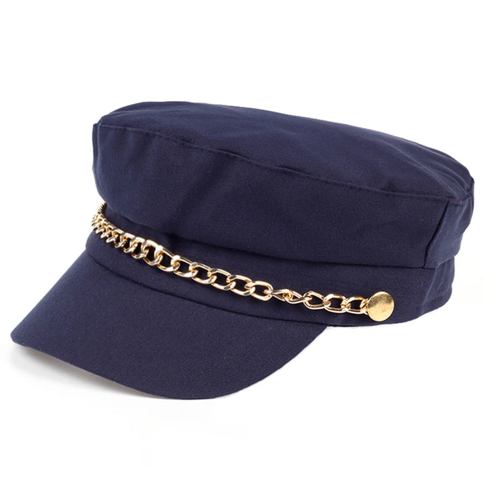 Stylish Unisex Chain Navy Sailor Hat Spring / Autumn Beret Cap For Men & Women