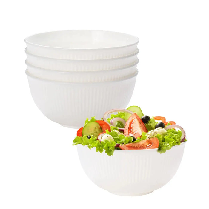 4 / 8 Piece Reusable White Vertical Grain Bowls