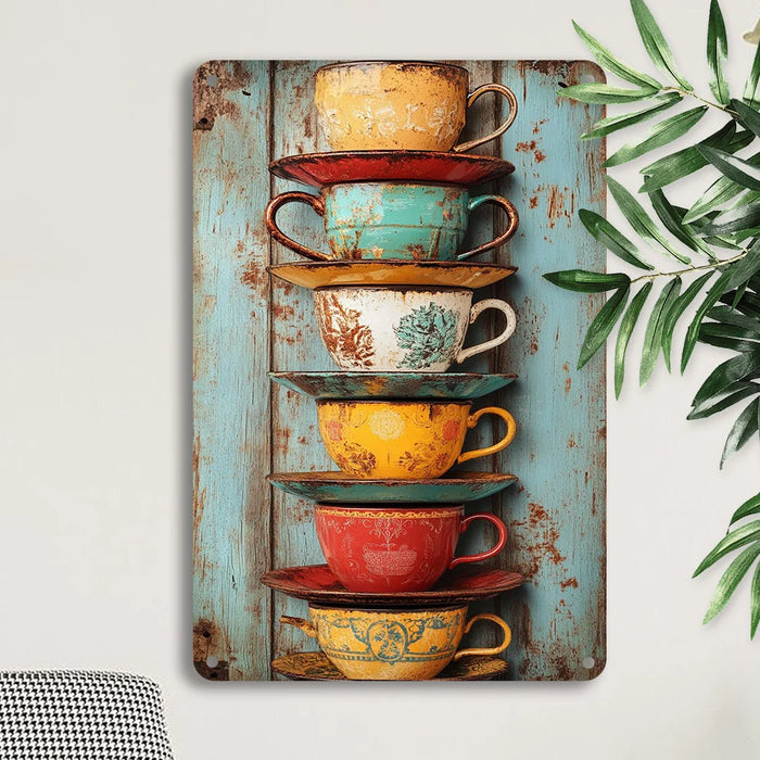 Retro Metal Coffee Cup Sign Multi-Purpose Wall Decor